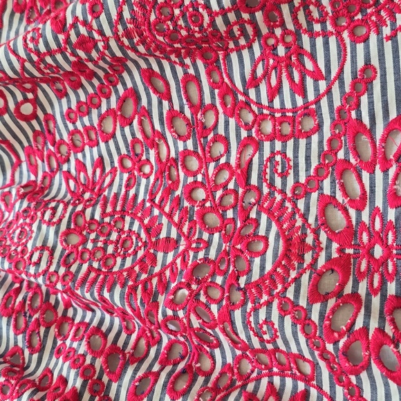 Fever Striped Pink Embroidered Women's Top - Picture 7 of 11